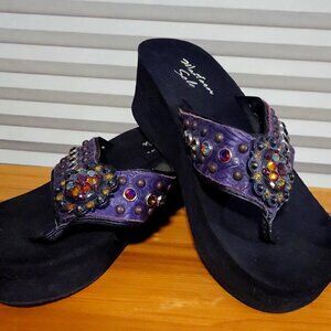 Leather Blinged out Sandals